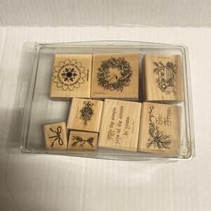 Stampin' Up! Wood Mounted Rubber Stamps 1997 6 Piece + 2 Extra